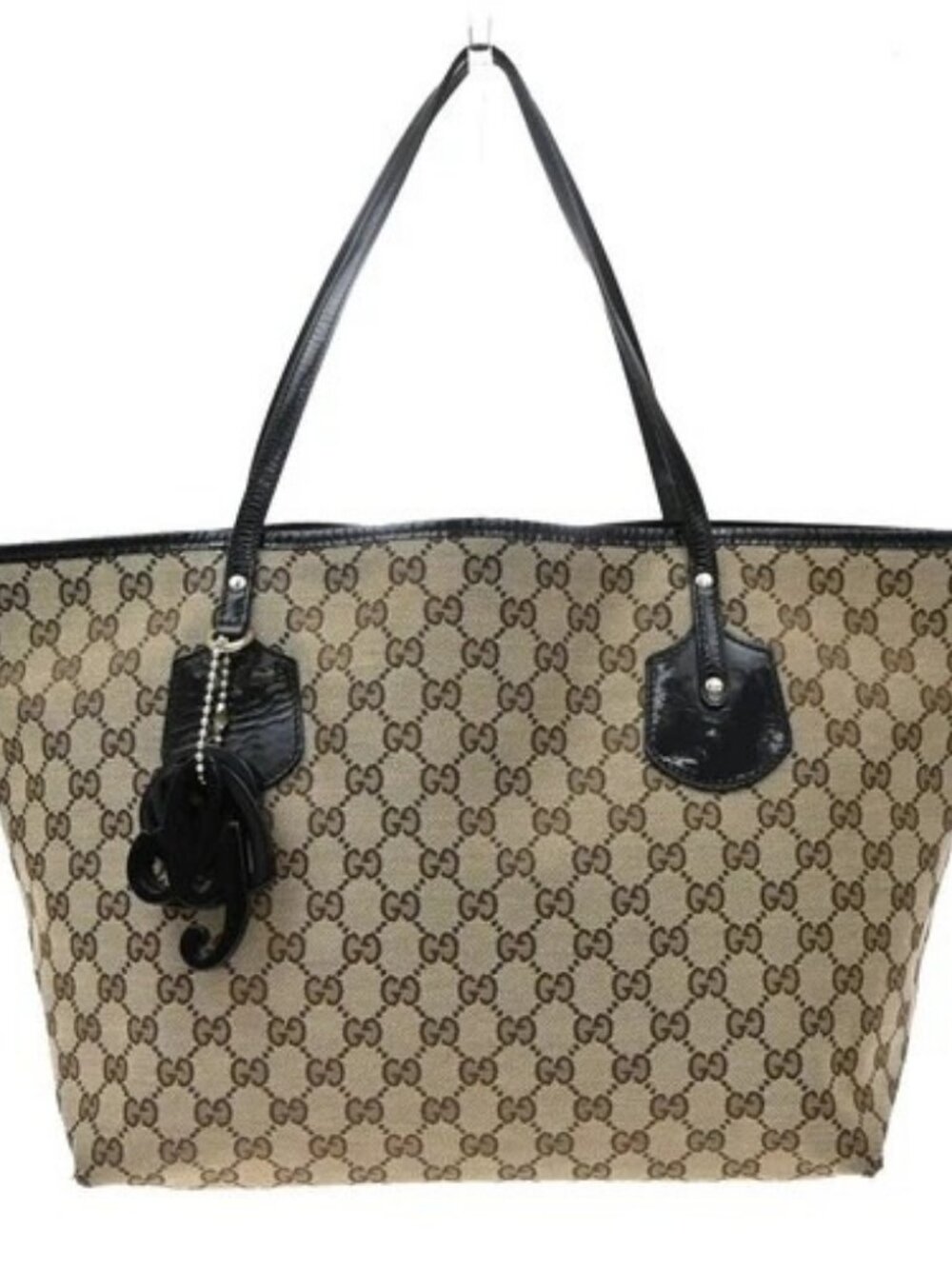 GUCCI GG Pattern Shoulder Tote Bag Canvas Patent Leather BN BK Italy 30KD362